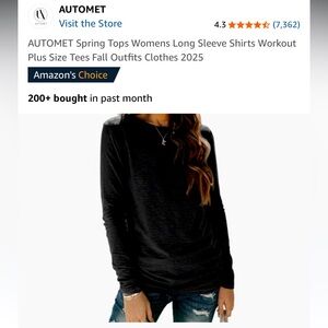 Women's Long Sleeve Top, Black, XXL